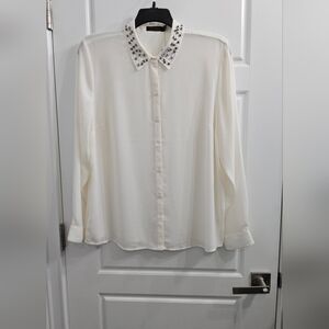The Limited Cream Embellished Collar Shirt